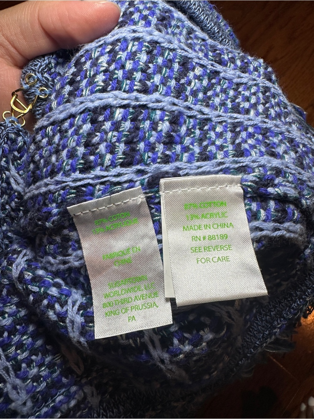 EUC Lilly Pulitzer Blue Tweed Fringe Open-front Blazer - M - Picture 7 of 7